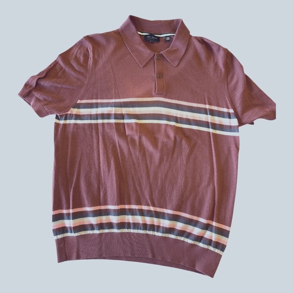 Ted Baker Other - Ted Baker Short Sleeve Polo Sweater – XL (Berry with Pink, Navy, and Light Blue)